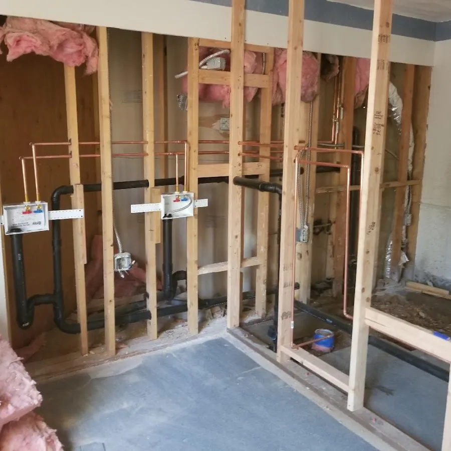 Copper pipe rough-in and plumbing installation in Pacifica